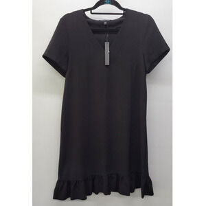 FELICITY & COCO Plain V neck Smock Black Dress
